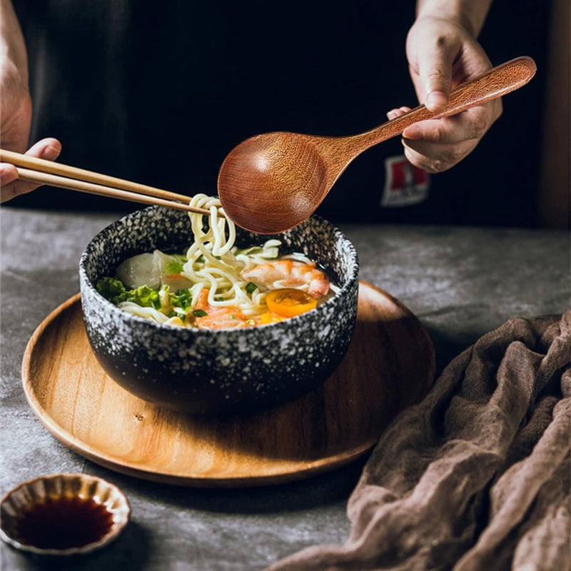 Natuurlijke houten lepels, 4 stuks, houten lepels, eetlepels, soeplepel, houten lepel, Japanse stijl, houten lepel, havermoutpap, lepel voor pap, soep, ramen, hotpot, restaurant, huishouden