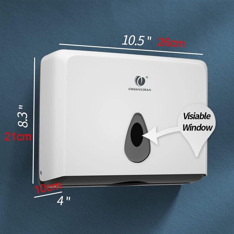 handdoekdispenser Multi-vouwdispenser voor badkamer keuken Plastic handdoekdispenser met slot Toiletrolhouder Dunne wandhanddoekdoos (wit)