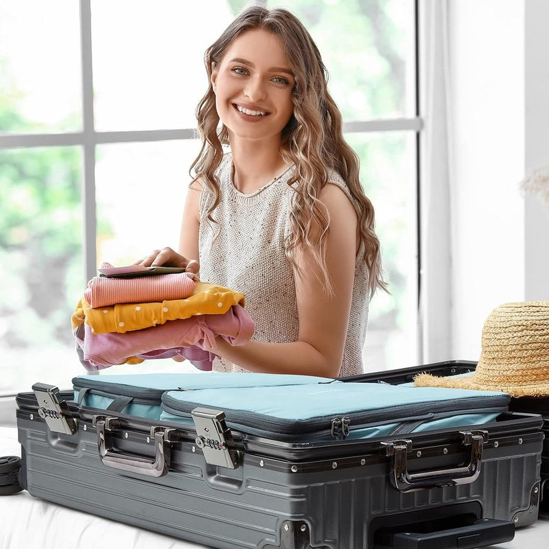 6-delige set compressiepakkubussen & verpakkingskubussen & kofferorganizerset & uitbreidbare kledingtassen & kleding paktassen voor vakantie reizen