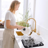 Microvezel afdruipmat voor keuken, 46 x 41 cm, 2 stuks, gootsteen en servies, droogmat, serviesonderlegger (zwart)