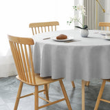 Rond tafelkleed Ø 140 cm, lichtgrijs linnenlook tafelkleden wasbaar tafelkleed van polyester waterafstotend met lotuseffect, duurzaam krasbestendig voor woonkamer, eetkamer