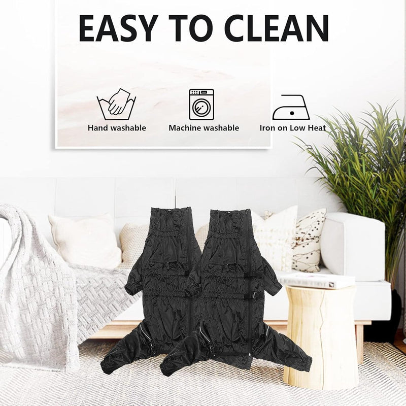 Hondenregenjas, waterdichte regenjas met hoge kraag, reflecterende strips en ritsen, geschikt voor alle hondentypes-zwart-M