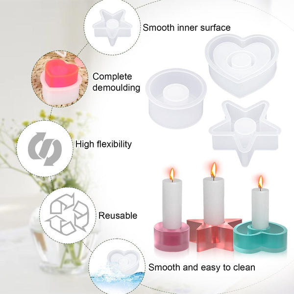 3 stuks siliconen vormen, gietvormen, gietvormen, siliconen vorm, ster, gietvorm, kaarshouder, siliconen vorm, gietvorm, siliconen vorm, gietvorm, siliconen gietvorm, kaarshouder