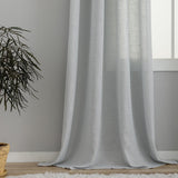 Gordijnen met natuurlijke linnenstructuur, gordijnen met inslagringen, linnen, gordijnen voor raam, woonkamer (lichtgrijs, H x B) 260 x 140 cm, 2 stuks