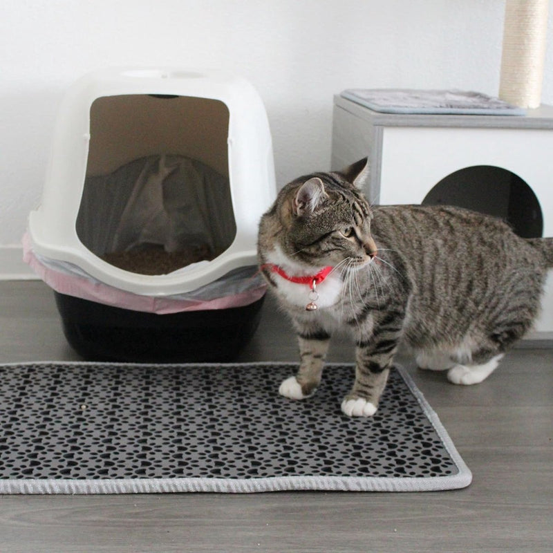 Kattenbakmat, kattenbakmat, kattenbakmat, waterdichte dubbellaagse ontwerpmat, 100% EVA van kattenbakken en accessoires (38-61 cm, zwart)