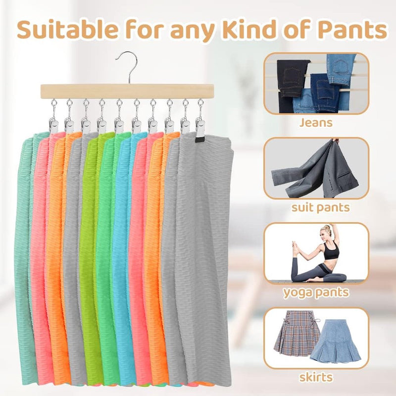 Soktdroger, wasrek van hout, 10 clips, 360° draaihaak, kleerhanger voor muts, ondergoed, gezichtsmasker, handdoeken, handschoenen (houtkleur)