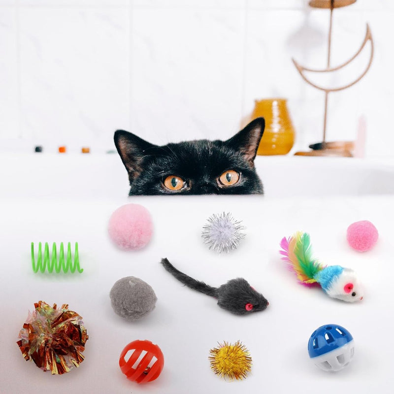 31 stuks kattenspeelgoed met kattentunnel, ballen, kattenspeelgoed, muizen, veerspeelgoed, pluche speelgoed, interactief kattenspeelgoed voor katten, kattenaccessoires