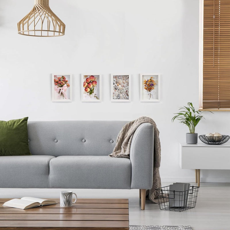 6 stuks schaduwdozen van 17 x 12 cm, kleine houten lijsten, 3 cm diepe fotolijsten voor gedroogde bloemen, doe-het-zelf knutselen, memorabilia, medailles en foto's, wit