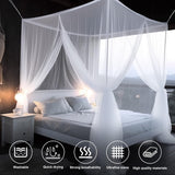 Klamboe, klamboe, tweepersoonsbed met 4 hoekpalen, groot muggennet voor bed, eenpersoonsbed en tweepersoonsbed, vliegennet, draagbaar muggennet voor volwassenen, kinderkamer, 190 x 210 x 240 cm (wit)