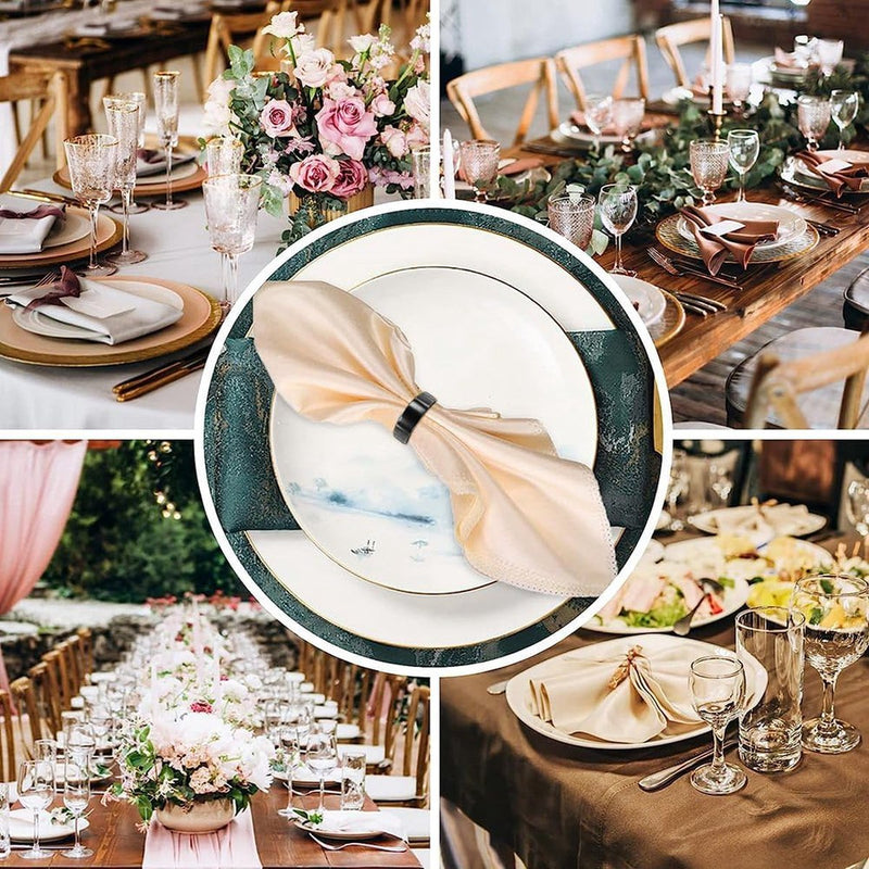 12 stuks servetringen geschikt voor Valentijnsdag, Moederdag, oogstfeest, Kerstmis, jubileumdiner, zwart