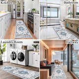 Tapijt Runner Hal Antislip 60 x 180 cm Boho Halkleed Runner Grijs Wasbaar Bedtapijt Slaapkamer Vintage Tapijt Runner Hal Runner Tapijt voor Hal, Keuken, Slaapkamer