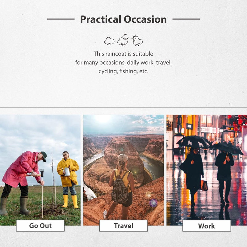 Waterdichte regenponcho voor dames en heren, herbruikbaar, lichte outdoor regenjas, ritssluiting, regenkleding, regenjas met capuchon