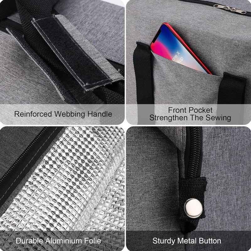 Grote opvouwbare koeltas, 20 liter, opvouwbare boodschappentas met 2 koelboxen, grijze picknicktas met isolatie voor kamperen, levensmiddelentransport, thermotas voor grillen, vissen,