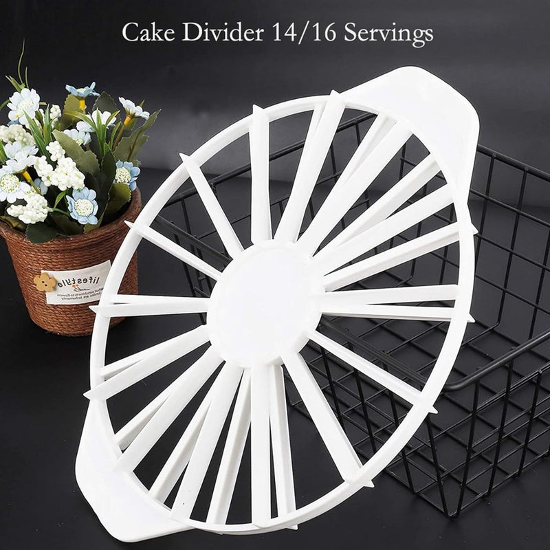 Taartverdeler, 1 stuk ronde taartverdeler, taartverdeler, kunststof taartverdeler voor het snijden van 14/16 identieke taartstukken (wit)