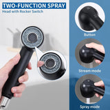 Wastafelarmatuur met uittrekbare sproeier, keukenkraan met 2 straalsoorten, 304 roestvrij staal, hogedruk mengkraan, 360° draaibaar, eengreepsmengkraan, zwart