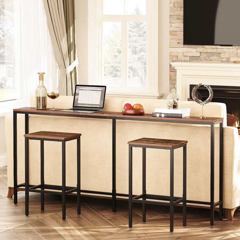 Consoletafel, kleine tentoonstellingstafel, ingangstafel, bijzettafel, sofatafel voor kleine ruimte, hal, woonkamer, slaapkamer, rustiek bruin