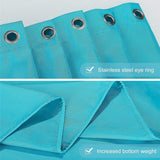 Douchegordijn, 120 x 180 cm, textiel, badgordijn van polyester, schimmelbestendig, waterafstotend, wasbaar, aquamarijn, met 8 douchegordijnringen