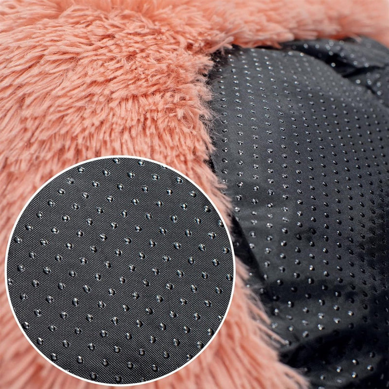 Donutbed voor honden en katten, wollig hondenbed rond voor kleine en grote huisdieren, Ø 50 cm, zacht kattenbed van knuffelig pluche, hondenkussen met extra dikke vulling, roze