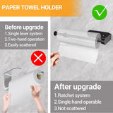 Keukenrolhouder met dempingseffect, keukenrolhouder zonder boren zwart, hangend sterk zelfklevende keukenpapierhouder voor keuken en badkamer, beide verkrijgbaar met lijm en schroeven.