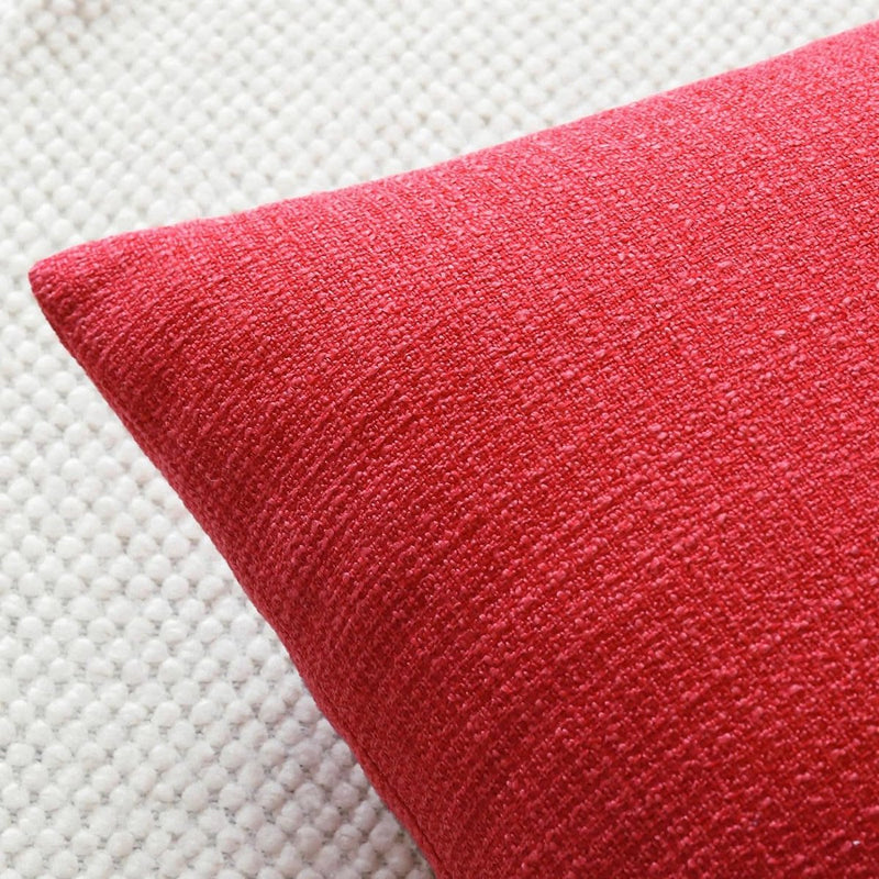 Set van 2 kussenslopen, effen, linnenlook, kussenslopen, moderne sierkussens, voor bank, slaapkamer, thuis, decoratie, 40 x 40 cm, rood