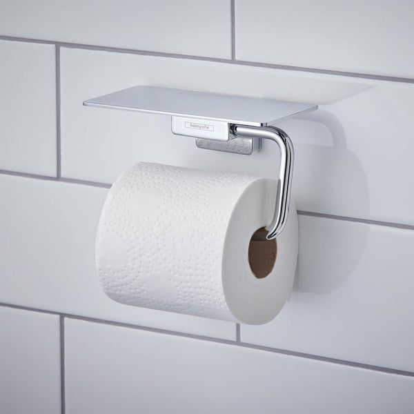 Toiletpapierhouder AddStoris, wc-papierhouder met plank, chroom, 1 rol