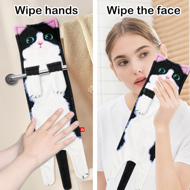 Kattenhanddoeken voor badkamer, grappige kattenkeukendoeken, decoratieve handdoek, gepersonaliseerd, kattenhanddoek, absorberend, zacht, cadeaus voor vrouwen/kattenliefhebbers (A)