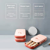 Eierhouder, eieropbergdoos, eierbox met lade, stapelbare eierhouder, automatische eierbox, multifunctionele eierbox voor koelkast, keuken