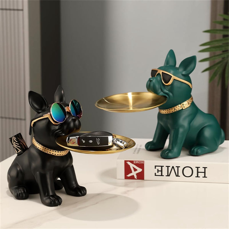 Franse bulldog-figuur, Franse bulldog dienblad, decoratie, bulldog decoratief figuur, opbergdienblad, hondendecoratie, cadeau voor woonkamer, entree, kantoor