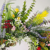 Kunstdeurkrans, lentekrans, kunstbloemenkrans, decoratieve wandkrans, hangende decoratie voor lente, zomer, bruiloftsfeest, festival, 40 cm