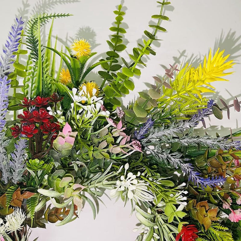 Kunstdeurkrans, lentekrans, kunstbloemenkrans, decoratieve wandkrans, hangende decoratie voor lente, zomer, bruiloftsfeest, festival, 40 cm