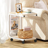 Bijzettafel met wieltjes, koffietafel, salontafel, nachtkastje, 51 x 30 x 56 cm, laptopstandaard, notebookstandaard met wieltjes en legplank