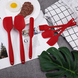 Siliconen spatel Siliconen keukengereiset Hittebestendig en antiaanbaklaag Siliconen deegspatel van voedingskwaliteit voor koken, bakken en mixen, 6-delig rood