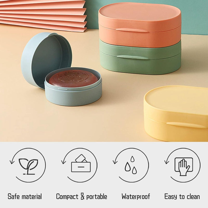 4 stuks waterdichte zeepbakjes met deksel, draagbare reiszeepdoos, kleurrijke creatieve zeepdoos, kunststof zeepbox voor zakenreizen, toerisme, fitnessstudio, zwembad, geel, roze, blauw, groen