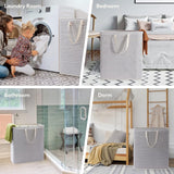 100 l wasmand rechtop, opvouwbare waterdichte grote wasmand met gemakkelijk te dragen verlengde handgrepen voor kleding, handdoeken, speelgoed, grijs, 2 verpakkingen