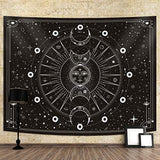 Wandtapijt maanfasen wanddoek zwart wandtapijt maan wanddecoratie psychedelisch tapijt gothic wandtapijten wandtapijt trippy wanddoek muur opknoping muur deco 180x230cm
