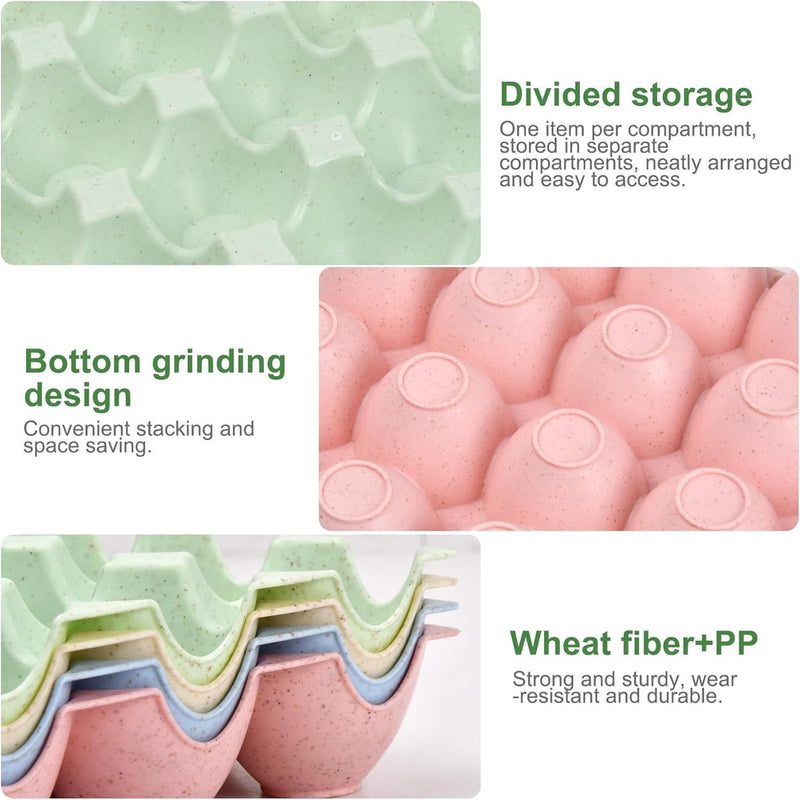 Set van 4 eierhouders voor koelkast, plastic eieropbergdoos, eiercontainer, stapelbaar, draagbare eieropbergdoos, geschikt voor keukenwerkbladen in de koelkast