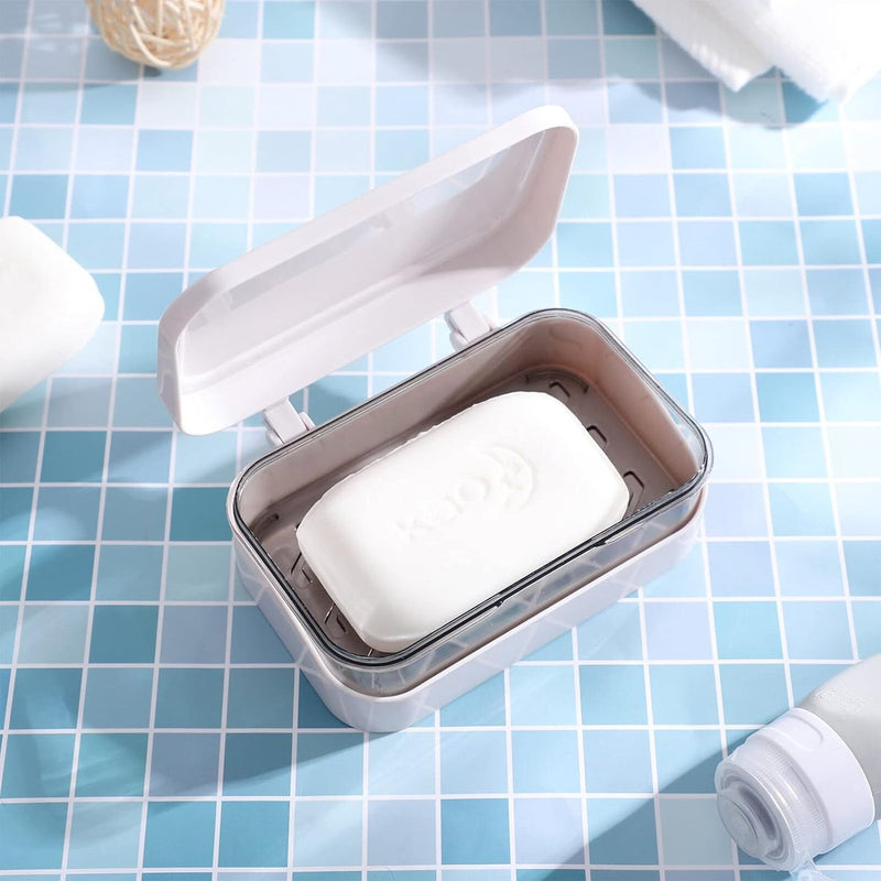 Zeepkist met deksel, zeepkist op reis Waterdichte zeepbakje met afvoer, draagbare rechthoekige zeepkist voor zeepkist op reis (wit)