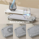 Aanwasbak-organizer, sneldrogend, afdruipmat, 2 stuks, badkamerdienblad, diatomeeënmodder, spoelbak-organizer, sneldrogend, opbergbak, dienblad voor keuken, badkamer (A-lichtgrijs)