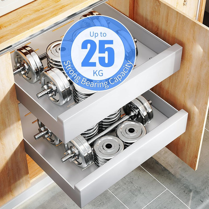 Uittrekbare kastorganizer, uittrekbare ladeplanken voor keukenkast, uitrolbare uittrekbare lade (30 cm B x 43 cm D x 9 cm H), boren en spijkeren niet nodig (wit)