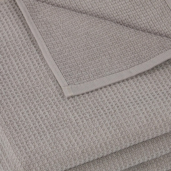 Set van 6 handdoeken wafelpique, 100% katoen, 50x70 cm, Stone