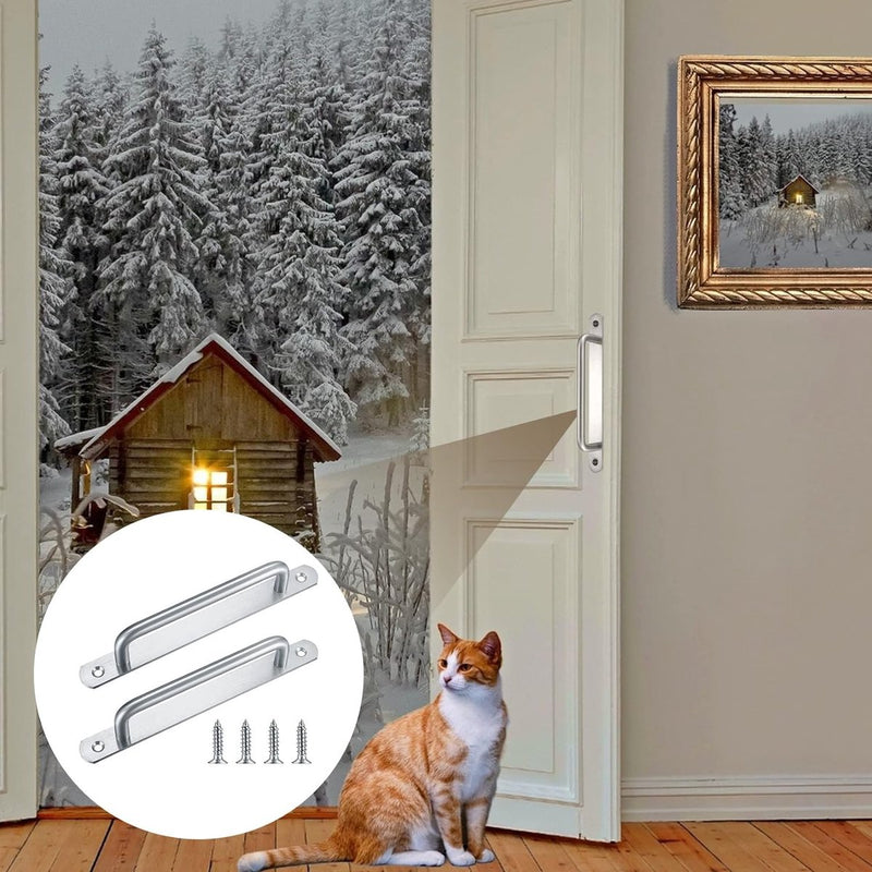 2 stuks schuifdeurgrepen, roestvrij stalen deurgrepen, schuurdeurgrepen, schuifdeurgreep met plaat, tuindeurgrepen voor kast, schuurdeuren, schuifdeurgrepen