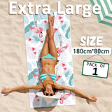 Strandhanddoek, microvezel, handdoek, badhanddoek, maat XXL (180 cm x 80 cm), zandvrij, licht, sneldrogend, strandhanddoek voor dames, heren, kinderen, strand, reizen, sport, yoga, 2024,