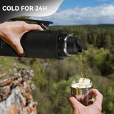 Thermoskan 1 liter, thermosfles met drinkbeker voor onderweg, thermosfles van roestvrij staal met handvat, lekvrij, voor koffie en thee, BPA-vrij, voor warm en koud