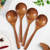 Natuurlijke houten lepels, 4 stuks, houten lepels, eetlepels, soeplepel, houten lepel, Japanse stijl, houten lepel, havermoutpap, lepel voor pap, soep, ramen, hotpot, restaurant, huishouden