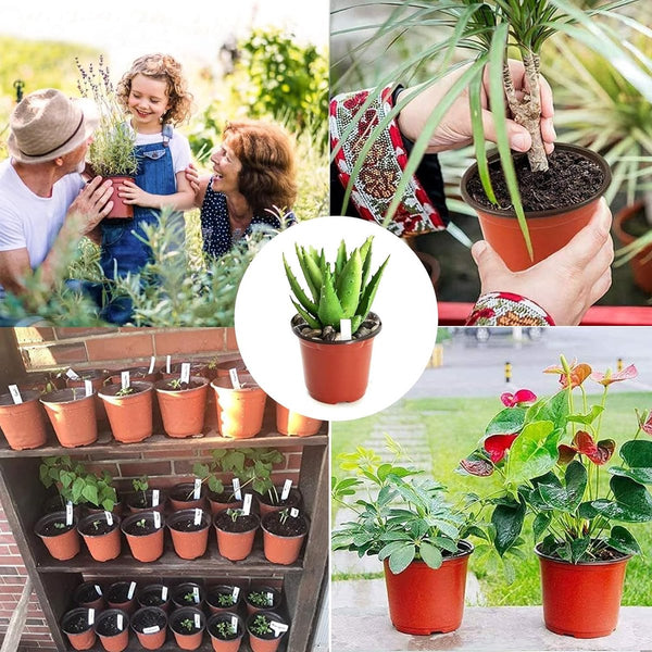 Bloempotten, rond, 100 stuks, 10 cm, plastic, ronde kunststof bloempotten met afvoergaten, binnenpot voor zaailingen en steken, kweekpotten zaadpotten en 20 stuks plantentags