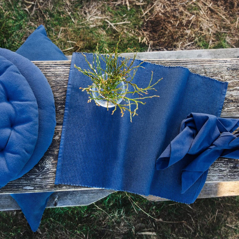 i Set van 4 placemats voor eettafel 35 x 46 cm, 100% geribbeld katoen, machinewasbaar, donker olijfgroen