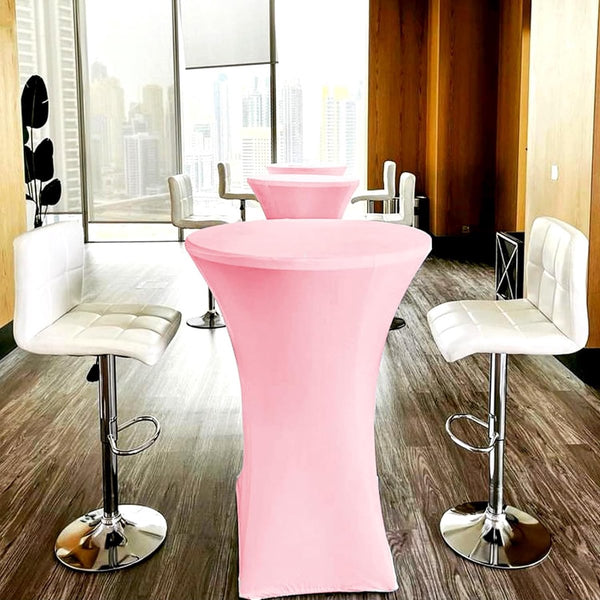 Set van 3 stretch-bartafelhoezen voor bistrotafels, diameter 80-85 cm, elegante versteviging in het voetgedeelte, stretch-covers roze hoezen voor bartafels en bistrotafels (80 x 110 cm, roze).