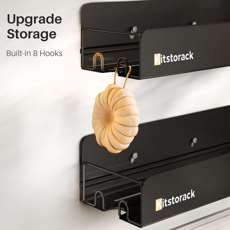 Doucheplank zonder boren, 2 stuks roestvrije doucheplankorganizer met haken, 40 cm badkamerplank met grote capaciteit, shampoohouder voor douche, douchemand voor badkamer en keuken