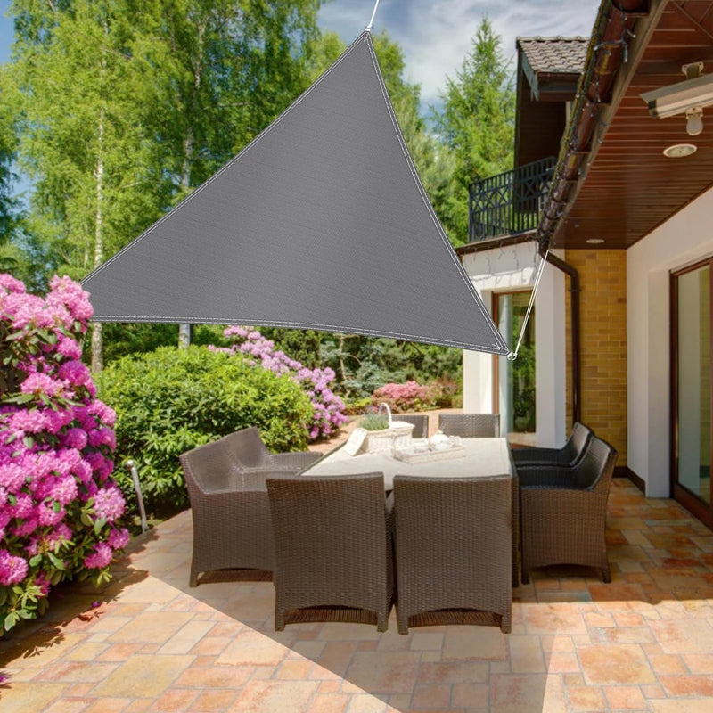 Zonnezeil, driehoekig, 3 x 4 x 5 m, zonnezeil inclusief bevestigingskoorden, zonwering, ademend HDPE-zonnezeil, driehoekig, voor tuin, balkon, terras en camping