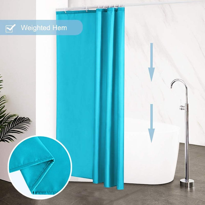 Douchegordijn, 120 x 180 cm, textiel, badgordijn van polyester, schimmelbestendig, waterafstotend, wasbaar, aquamarijn, met 8 douchegordijnringen